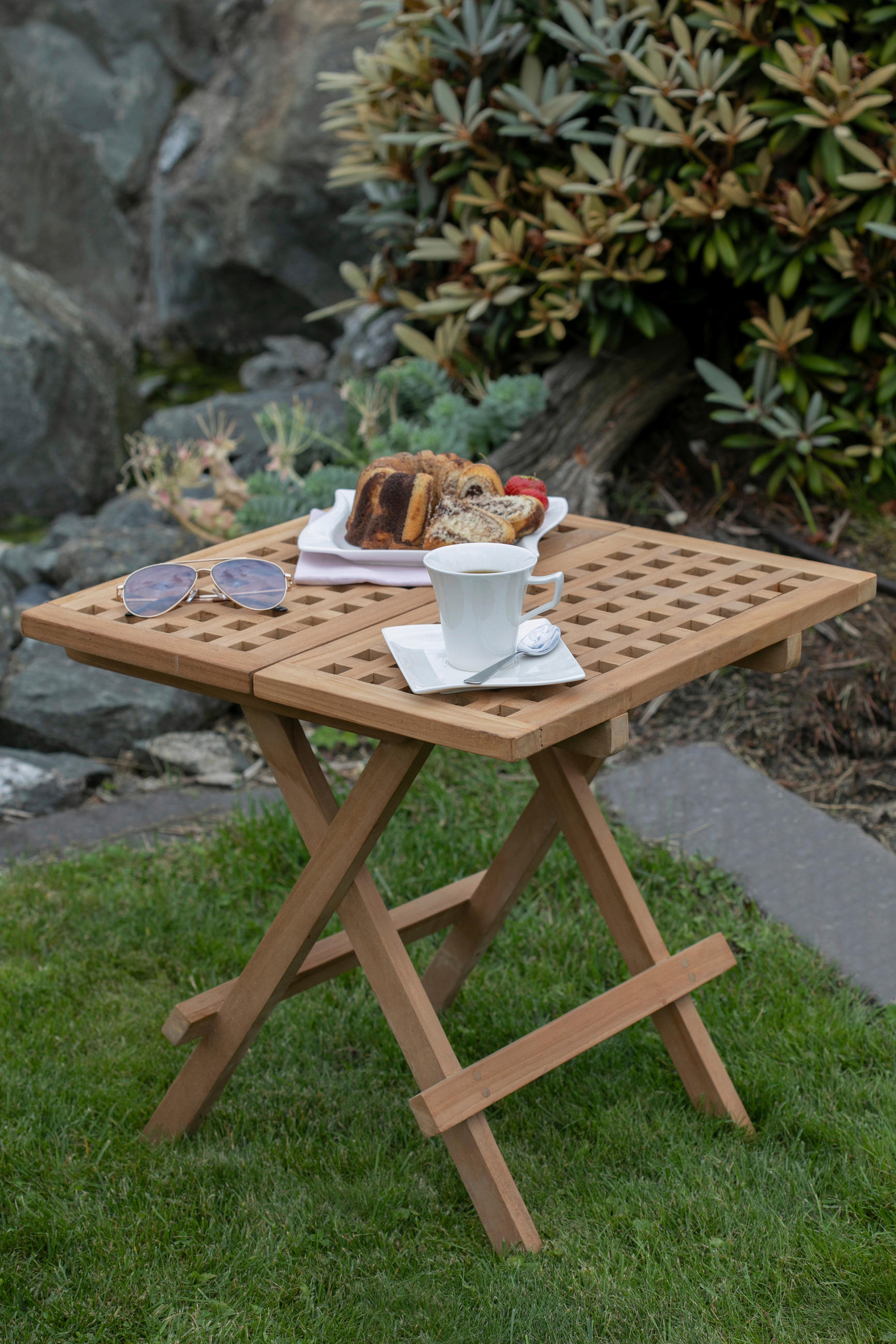 Gardenson Gartenbeistelltisch Teak 50x50x50 cm