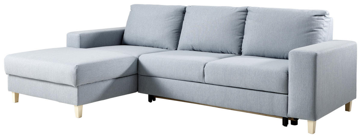 ROHOVÁ SEDAČKA, textil, světle modrá - světle modrá/barvy buku, Design, dřevo/textil (160/260cm) - Ti'me