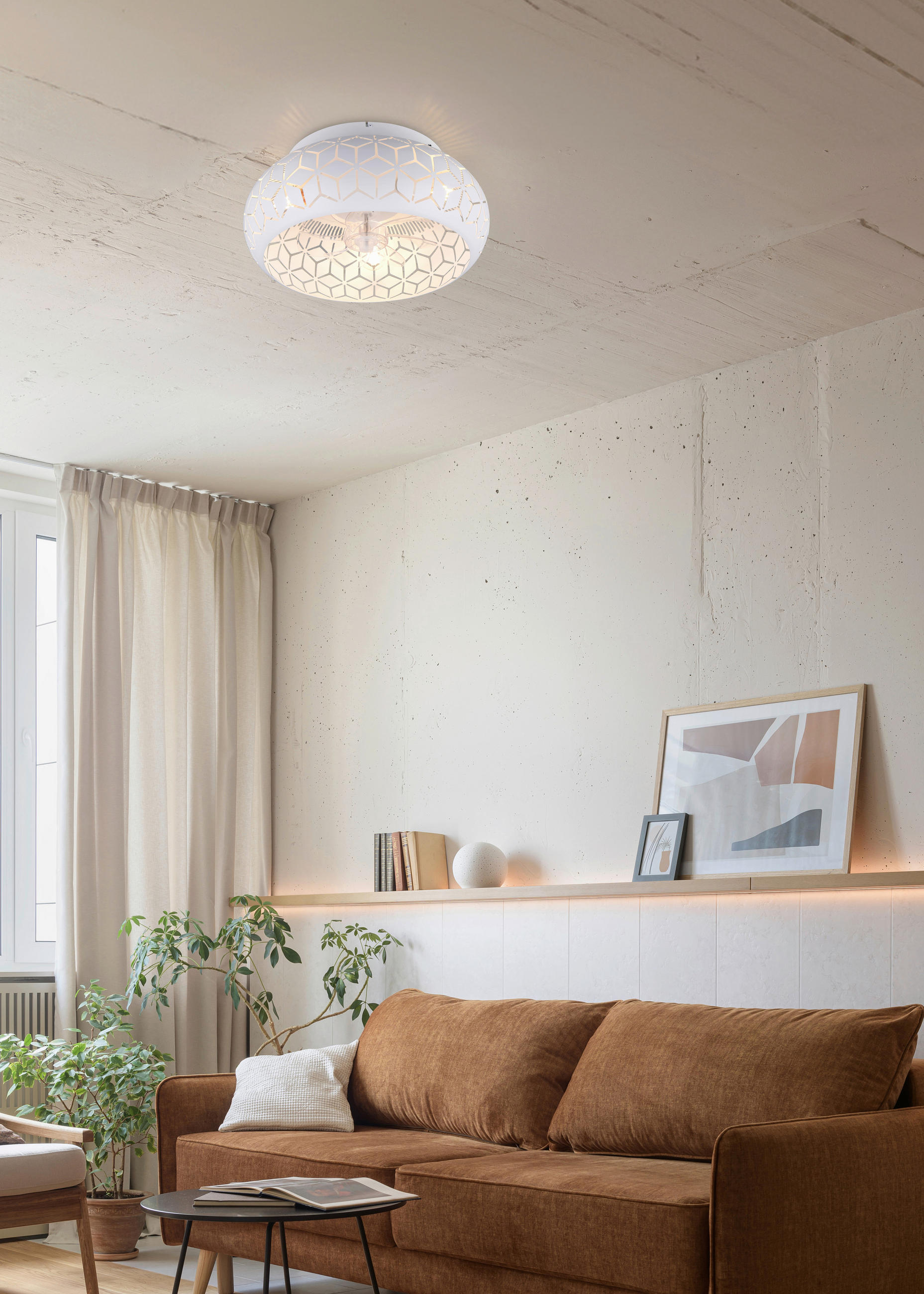 DECKENVENTILATOR BIDAR 50/22 cm   - Transparent/Weiß, LIFESTYLE, Kunststoff/Metall (50/22cm)