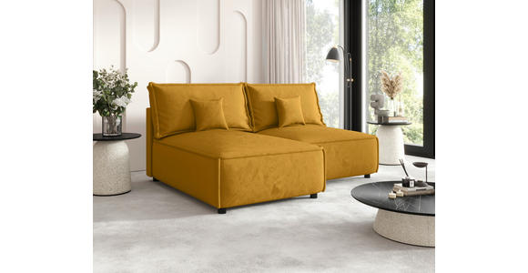 ECKSOFA Senfgelb Webstoff Zierkissen, Rückenkissen, Rücken echt  - Senfgelb/Schwarz, MODERN, Kunststoff/Textil (153/200cm) - Xora