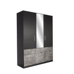 DREHTÜRENSCHRANK 3-türig Grau, Dunkelgrau  - Dunkelgrau/Alufarben, Basics, Holzwerkstoff/Kunststoff (136/197/54cm) - Xora