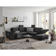 ECKSOFA  in Mikrovelours Schwarz  - Schwarz, KONVENTIONELL, Kunststoff/Textil (265/217cm) - Carryhome