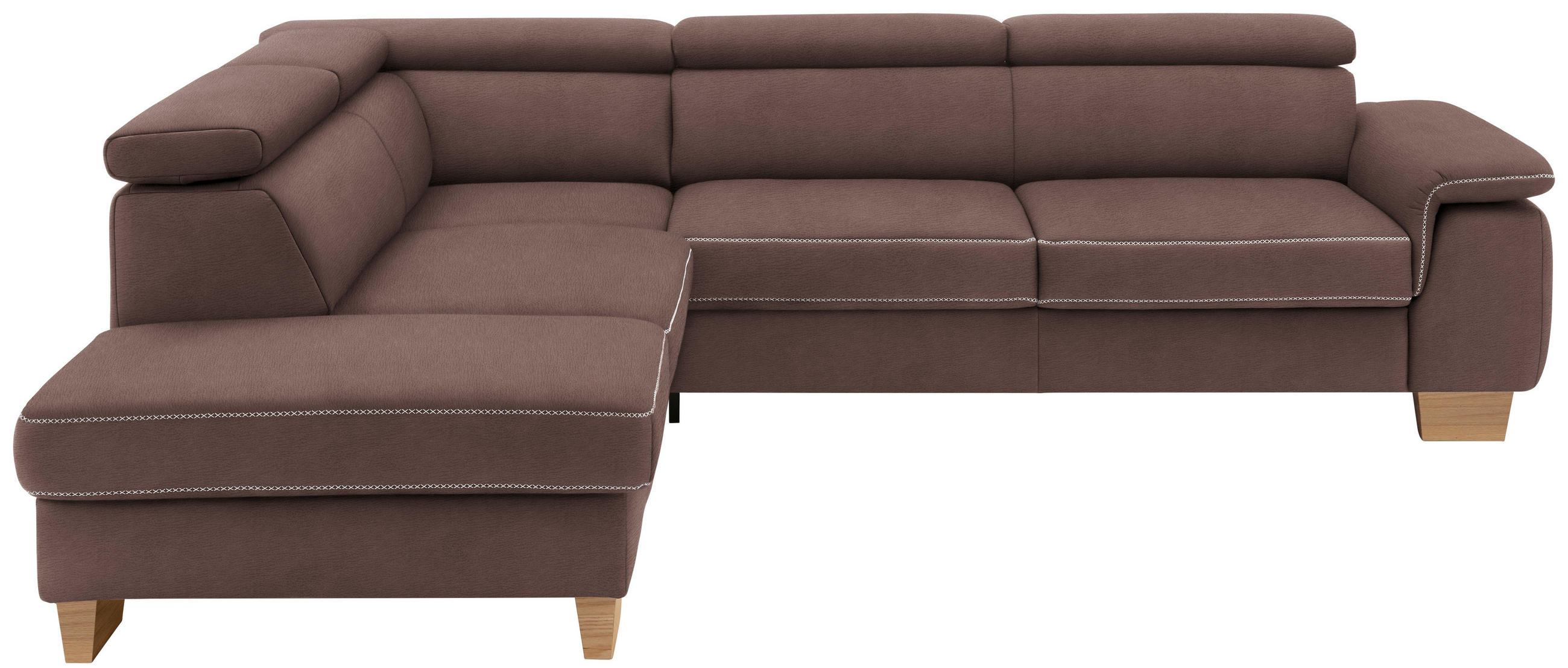 ECKSOFA Mikrofaser Braun  - Eichefarben/Beige, Natur, Holz/Textil (226/273cm) - Beldomo System