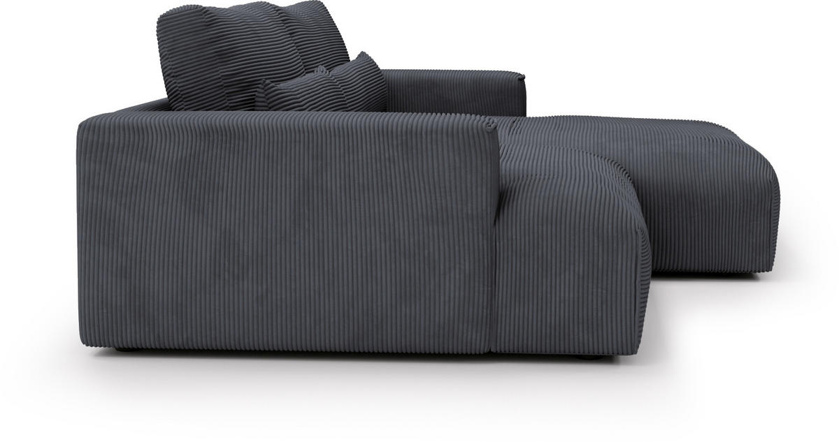 ECKSOFA Felicia Dunkelgrau Cord  - Dunkelgrau/Schwarz, Design, Kunststoff/Textil (267/187cm) - Stylife