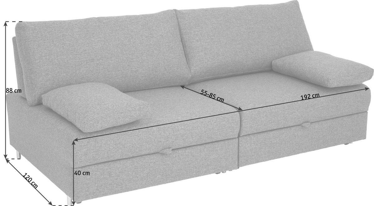 SCHLAFSOFA Blau, Grau  - Chromfarben/Blau, Design, Textil/Metall (192/77-88/110-120cm) - Bali
