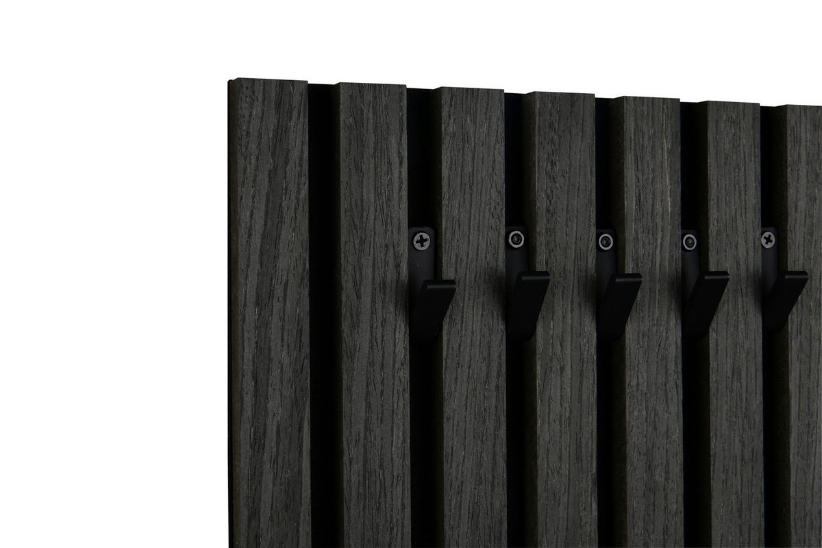 SCHLÜSSELBOARD furniert Schwarz  - Schwarz, MODERN, Holzwerkstoff/Textil (30,6/20/1,7cm)