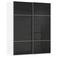 SCHWEBETÜRENSCHRANK 201/223/67 cm 2-türig Schwarz, Weiß  - Alufarben/Schwarz, KONVENTIONELL, Glas/Holzwerkstoff (201/223/67cm) - Novel