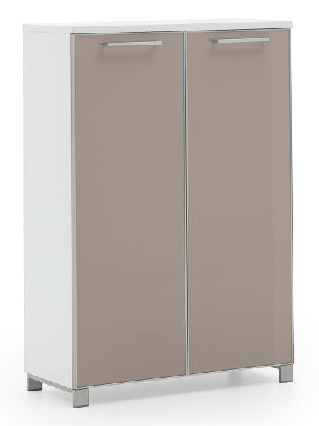 SCHUHSCHRANK in 84/126/37 cm - Taupe/Chromfarben, Design, Glas/Holzwerkstoff (84/126/37cm) - Novel