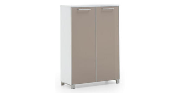 SCHUHSCHRANK 84/126/37 cm  - Taupe/Chromfarben, Design, Glas/Holzwerkstoff (84/126/37cm) - Novel