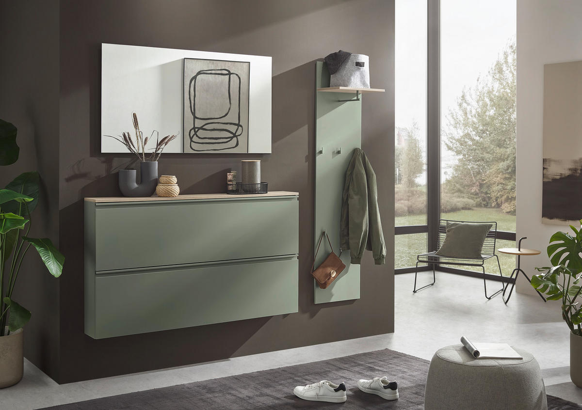 GARDEROBENPANEEL  in 40/170/28 cm  - Eichefarben/Grün, Design, Holzwerkstoff (40/170/28cm) - Voleo