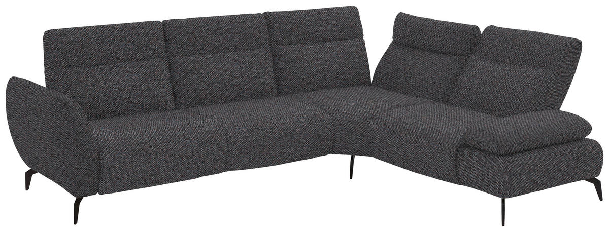 ECKSOFA in Webstoff Dunkelgrau  - Dunkelgrau/Schwarz, Design, Textil/Metall (290/223cm) - Moderano