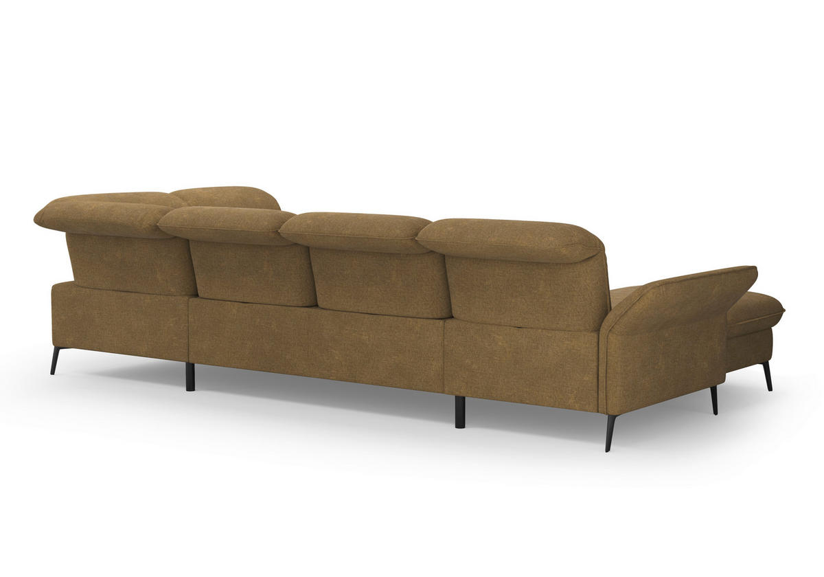 WOHNLANDSCHAFT in Flachgewebe Olivgrün  - Schwarz/Olivgrün, Konventionell, Textil/Metall (198/359/231cm) - Sit & More