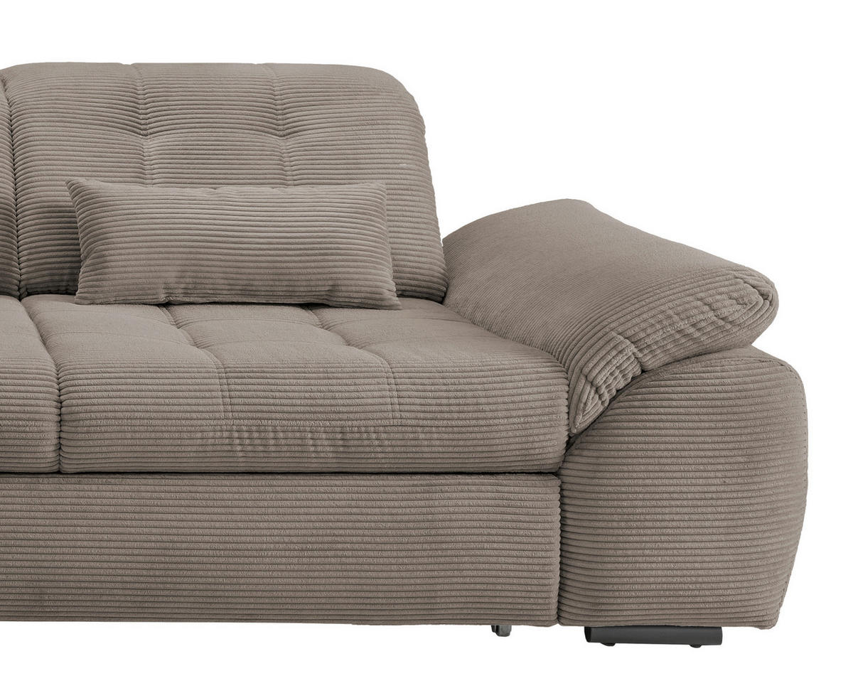 ECKSOFA in Cord Graubraun  - Graubraun/Schwarz, Modern, Textil/Metall (184/314cm) - Livetastic
