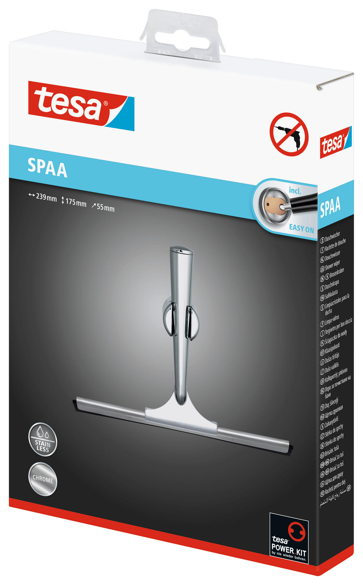 DUSCHABZIEHER - Chromfarben, Basics, Kunststoff/Metall (23,9/17,4/5,5cm) - Tesa