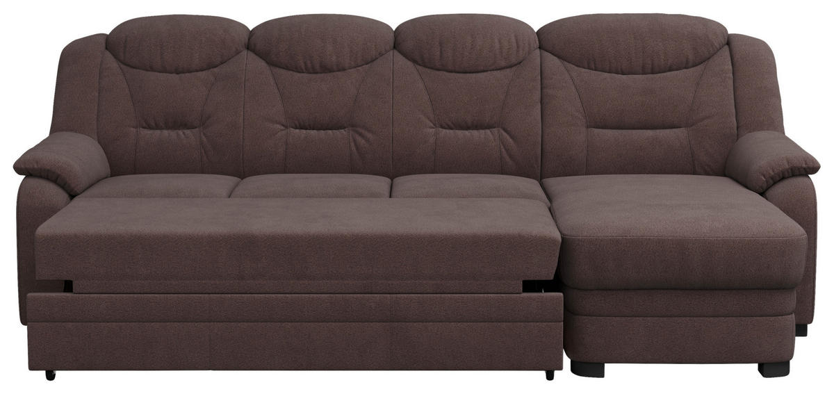 ECKSOFA in Chenille Braun  257/162 cm  - Schwarz/Braun, Basics, Kunststoff/Textil (257/162cm) - MID.YOU