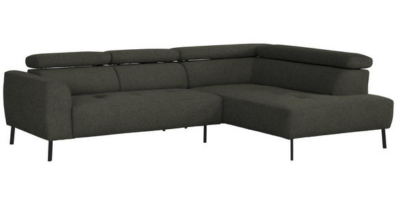 ECKSOFA in Chenille Graubraun  280/205 cm  - Graubraun/Schwarz, Design, Textil/Metall (280/205cm) - Xora