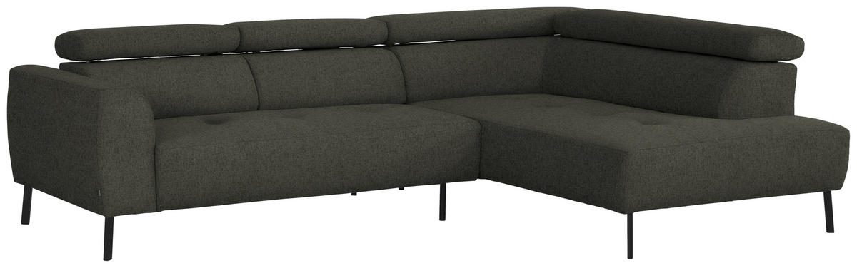ECKSOFA in Chenille Graubraun  280/205 cm  - Graubraun/Schwarz, Design, Textil/Metall (280/205cm) - Xora
