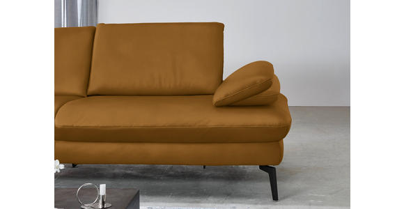 ECKSOFA in Echtleder Currygelb 157/325 cm - Currygelb/Schwarz, Design, Leder/Metall (157/325cm) - Dieter Knoll