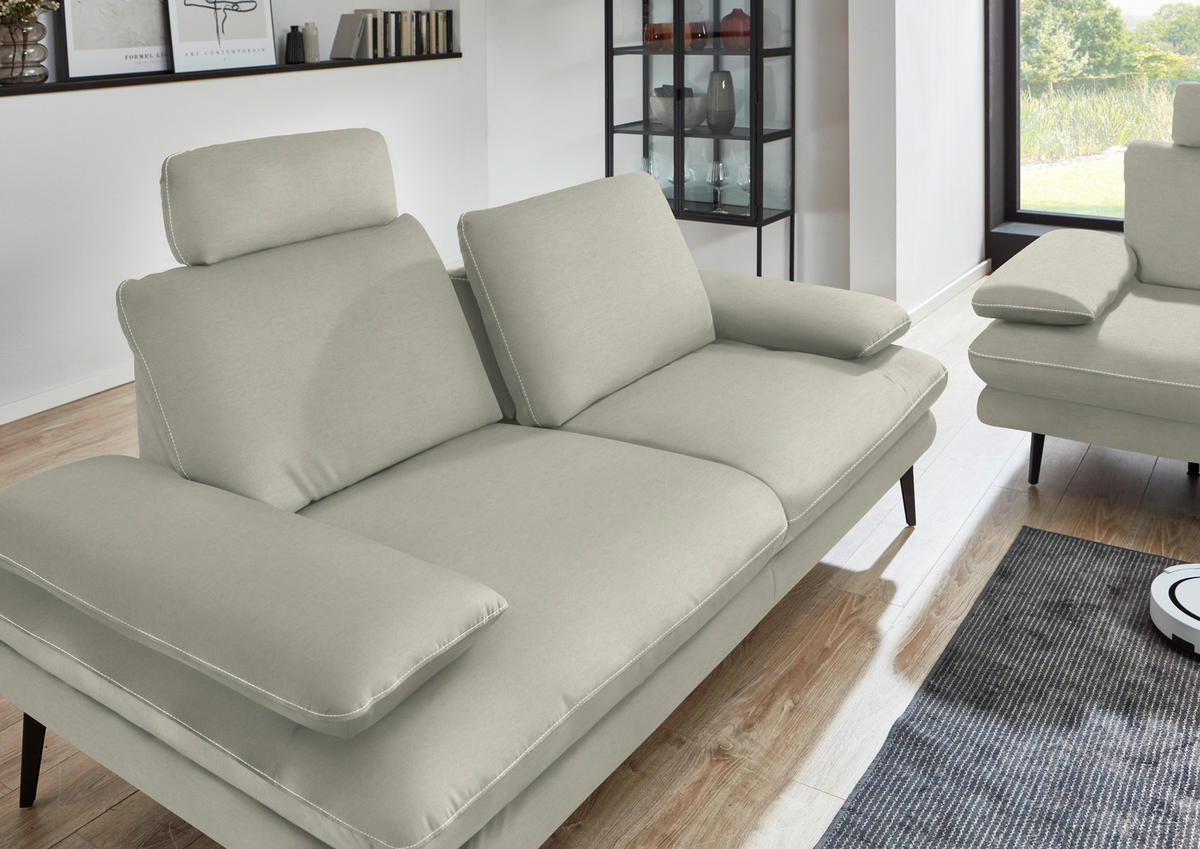 3-SITZER-SOFA in Velours Ecru  - Ecru/Beige, Design, Textil/Metall (222/89/104cm) - Dieter Knoll