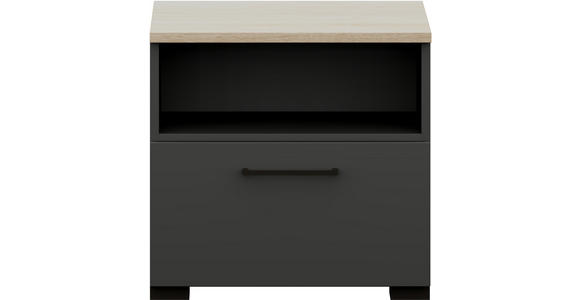NACHTSCHRANK 50/48/42,1 cm - Eichefarben/Anthrazit, Design, Holzwerkstoff/Metall (50/48/42,1cm) - Cantus