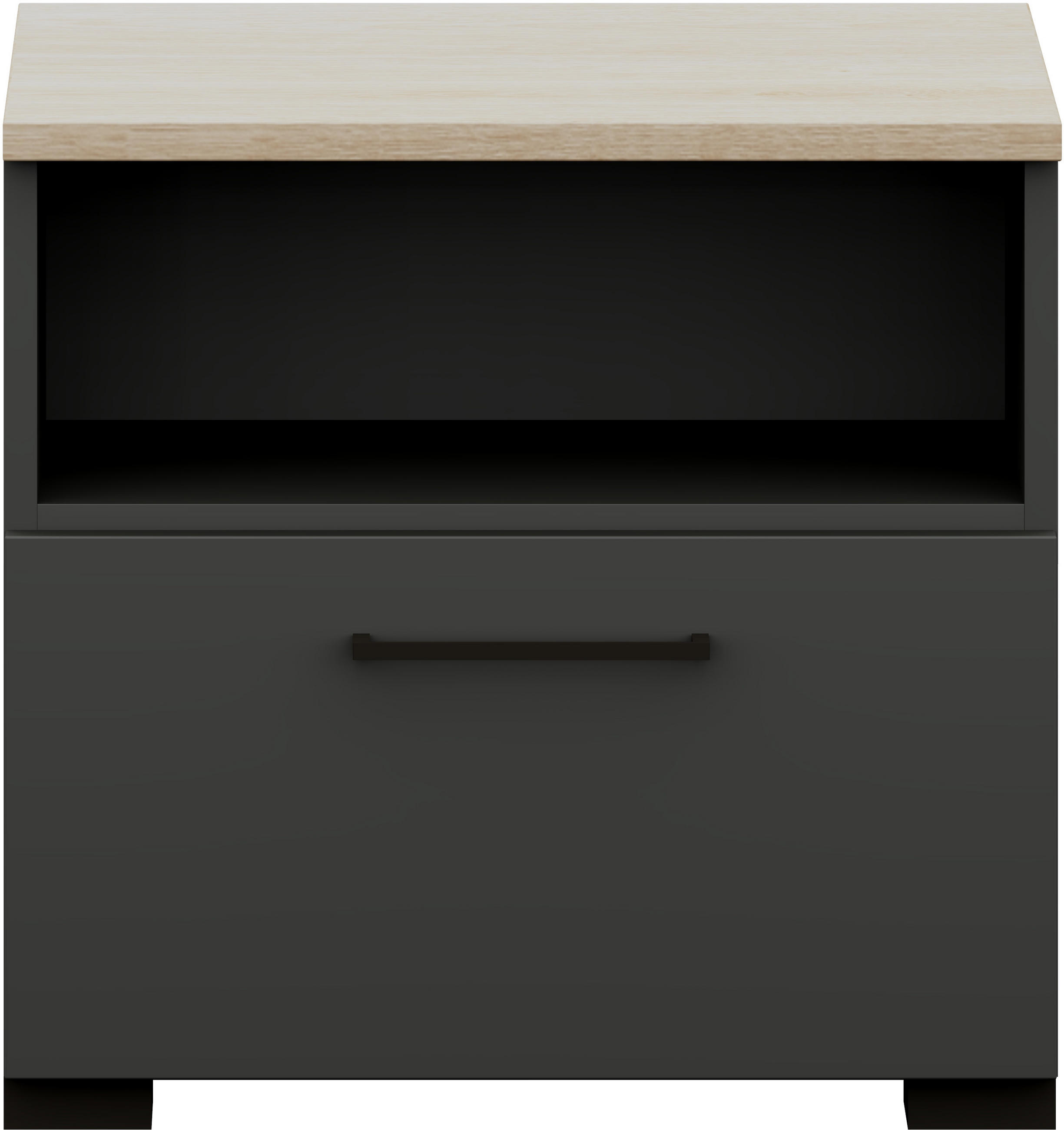 NACHTTISCH 50/48/42,1 cm  in Graphitfarben, Eichefarben  - Eichefarben/Anthrazit, Design, Holzwerkstoff/Metall (50/48/42,1cm) - Cantus