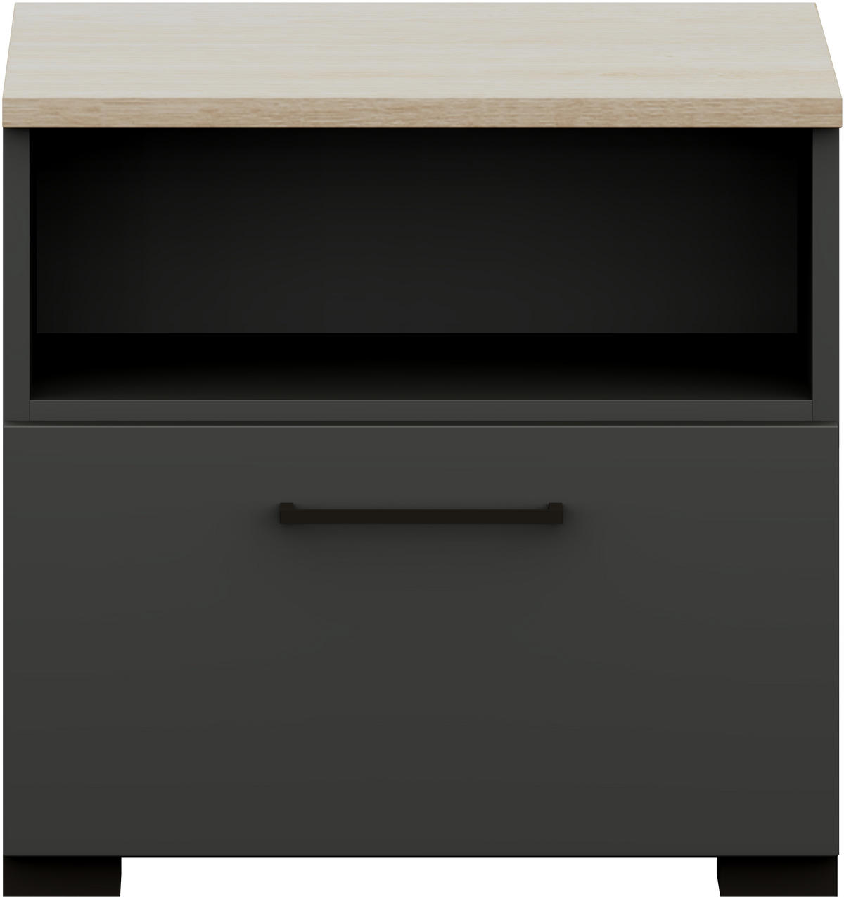 NACHTTISCH 50/48/42,1 cm  in Graphitfarben, Eichefarben  - Eichefarben/Anthrazit, Design, Holzwerkstoff/Metall (50/48/42,1cm) - Cantus
