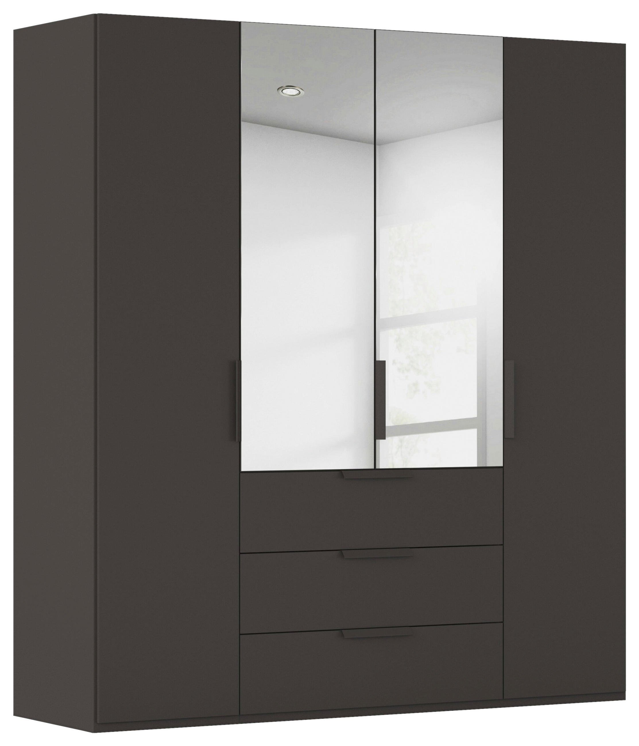 DREHTÜRENSCHRANK 201/223/61 cm,  in Graphitfarben, 4-türig  - Graphitfarben, Basics, Glas/Holzwerkstoff (201/223/61cm) - Novel