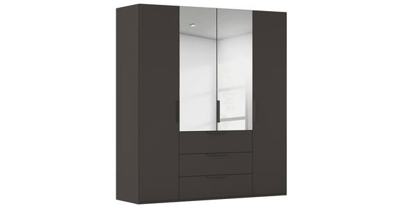 DREHTÜRENSCHRANK 201/235/61 cm,  in Graphitfarben, 4-türig  - Graphitfarben, Basics, Glas/Holzwerkstoff (201/235/61cm) - Novel