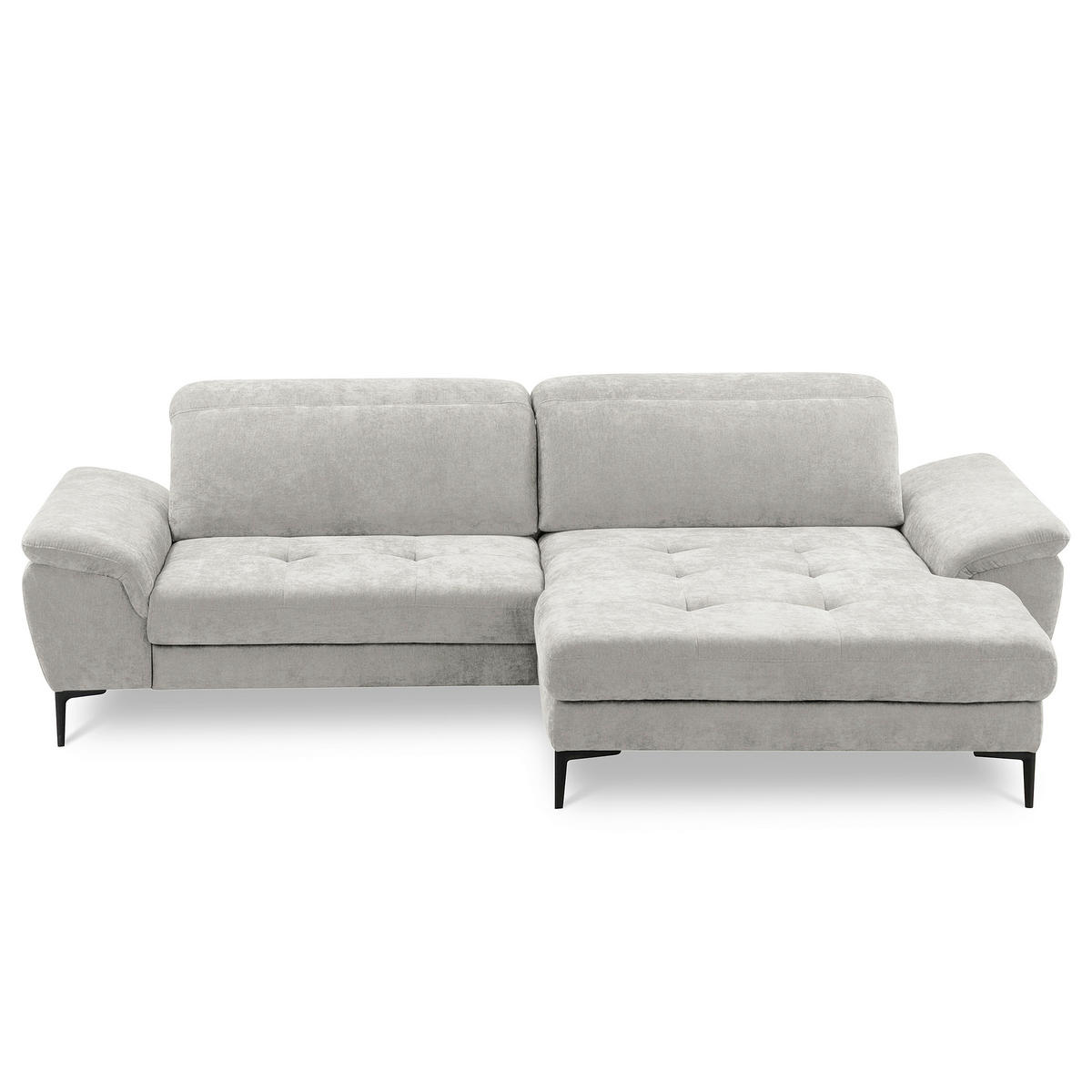 ECKSOFA  Webstoff Grau  - Schwarz/Grau, Design, Textil/Metall (268/195cm) - Livetastic