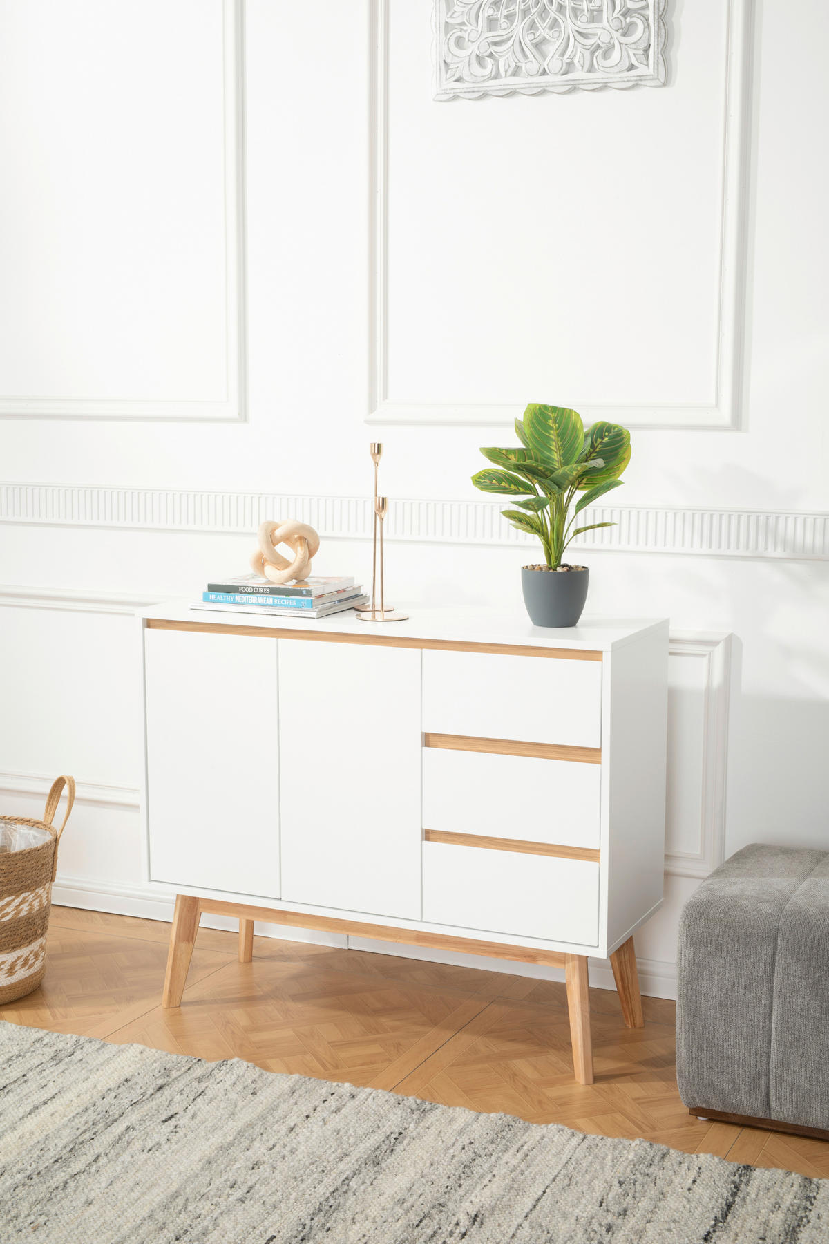 KOMMODE  in 97/80/34 cm  - Weiß/Naturfarben, Design, Holz/Holzwerkstoff (97/80/34cm) - MID.YOU