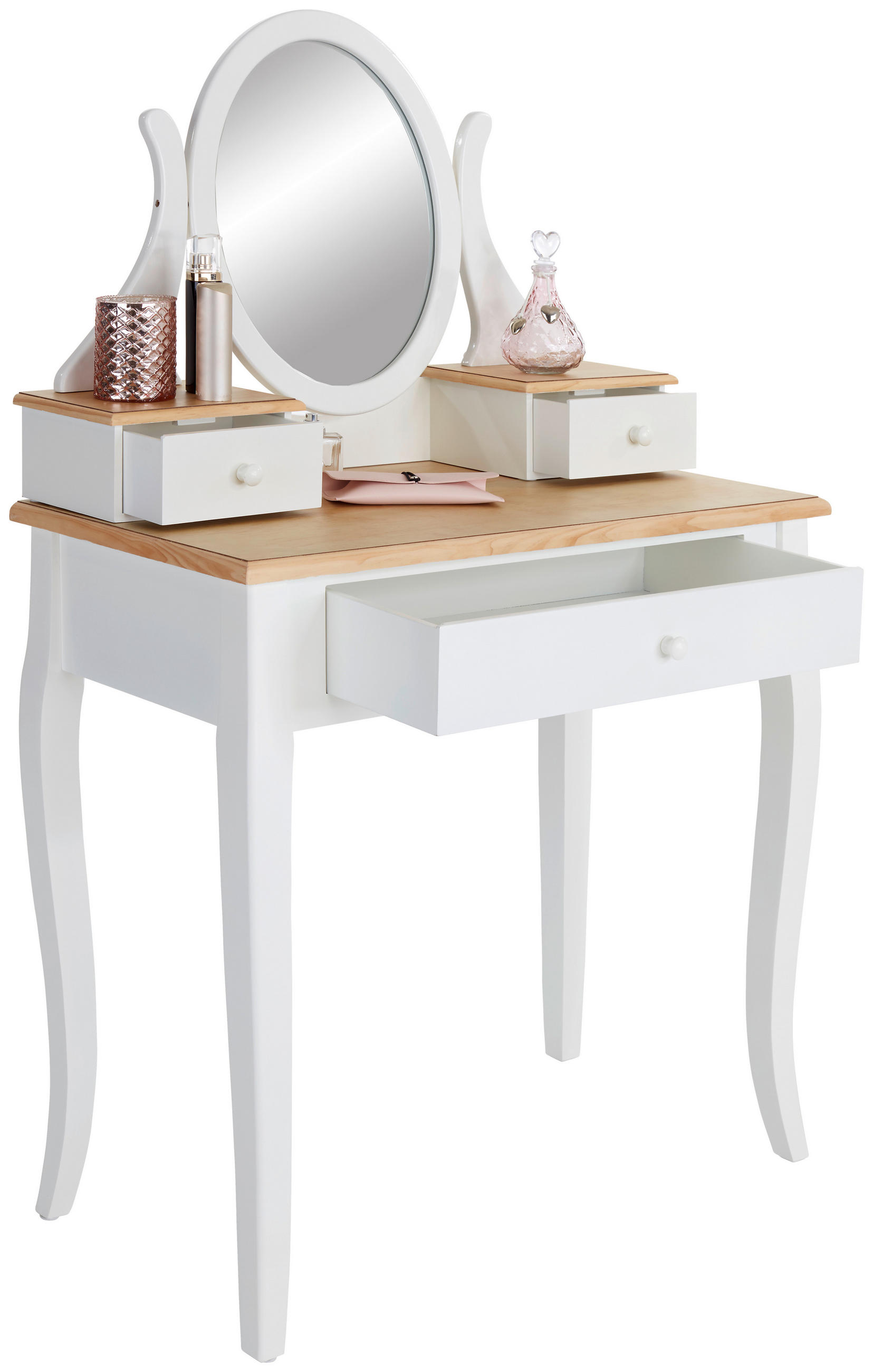 Schminktisch Dorry Weiß/kiefer B: 80 Cm Mit Spiegel