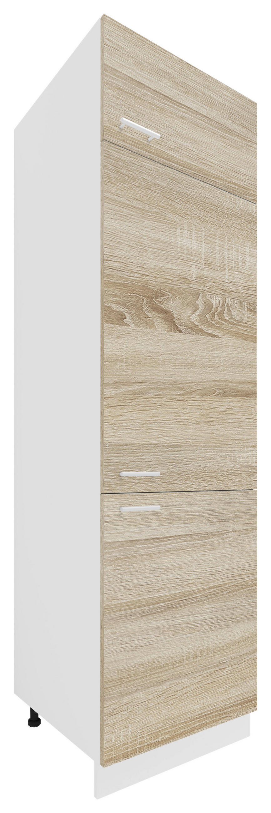 GESCHIRRSCHRANK 60/207/57 cm  in Weiß, Sonoma Eiche  - Alufarben/Weiß, KONVENTIONELL, Holzwerkstoff/Metall (60/207/57cm) - MID.YOU