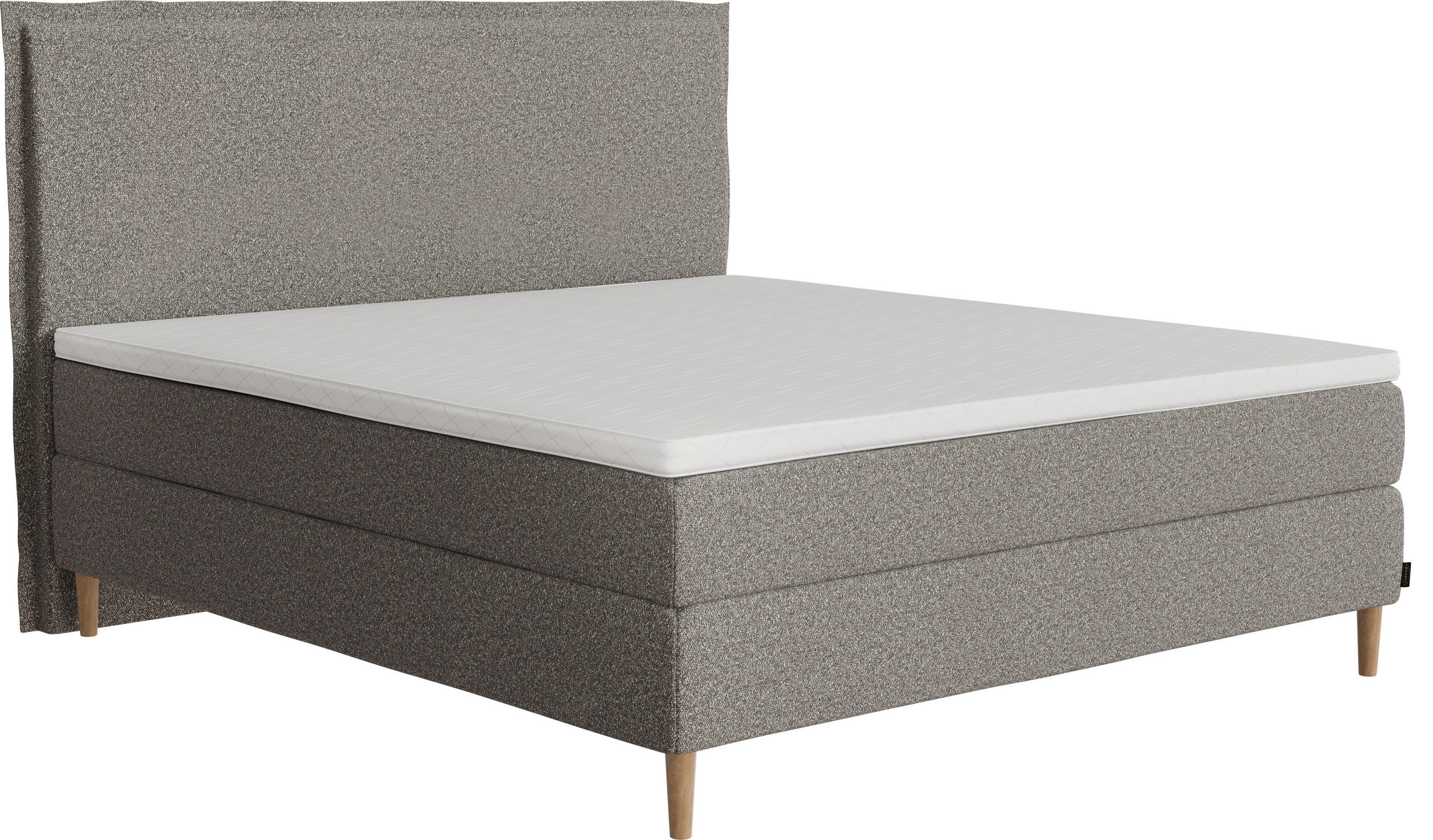 BOXSPRINGBETT 180/200 cm  in Braun, Grau  - Naturfarben/Braun, KONVENTIONELL, Holz/Textil (180/200cm) - Jensen