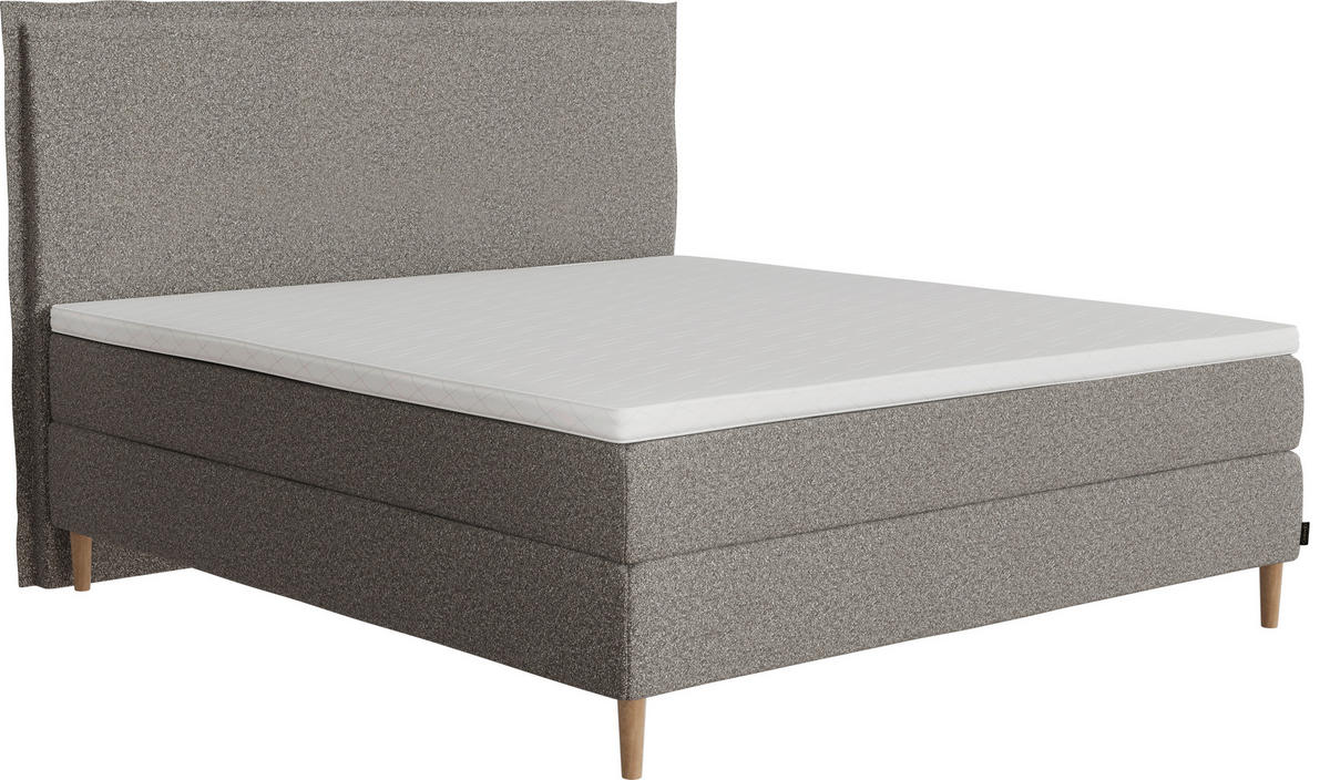 BOXSPRINGBETT 180/200 cm  in Braun, Grau  - Naturfarben/Braun, KONVENTIONELL, Holz/Textil (180/200cm) - Jensen