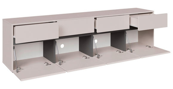 LOWBOARD  200/52,8/40 cm 4 Schublade(n) stehend, in verschiedenen Holzdekoren erhältlich  - Kaschmir/Schwarz, Design, Holzwerkstoff (200/52,8/40cm) - Xora