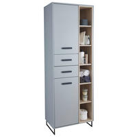 HOCHSCHRANK 65/185/38 cm  - Schwarz/Grau, Natur, Holzwerkstoff/Kunststoff (65/185/38cm) - home24