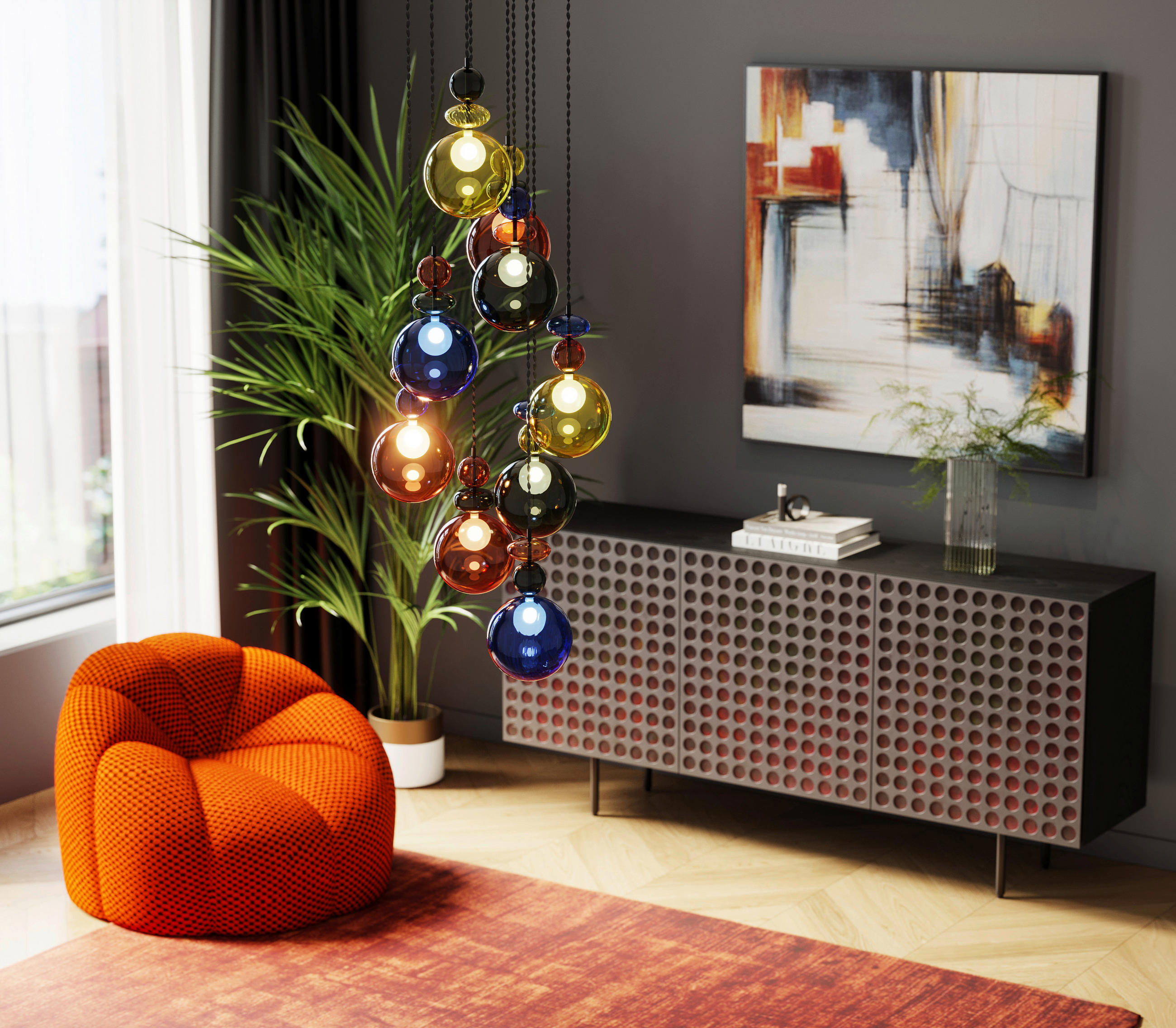 HÄNGELEUCHTE Mazzo 44/150/44 cm   - LIFESTYLE, Glas/Metall (44/150/44cm) - Kare-Design