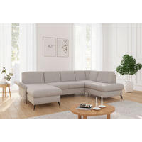 WOHNLANDSCHAFT in Flachgewebe Greige  - Greige/Schwarz, KONVENTIONELL, Textil/Metall (164/314/195cm) - Sit & More