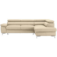 ECKSOFA Echtleder Beige  - Chromfarben/Beige, Design, Leder/Metall (268/213cm) - Stylife
