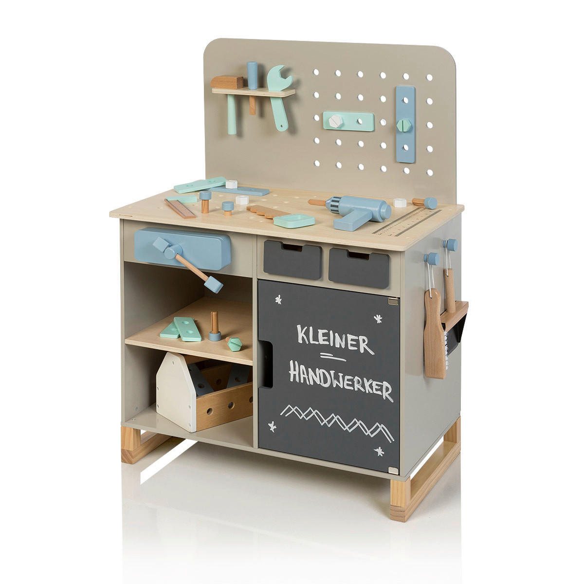 Musterkind Kinderwerkbank Fagus Grau, Natur 42x90x66 cm