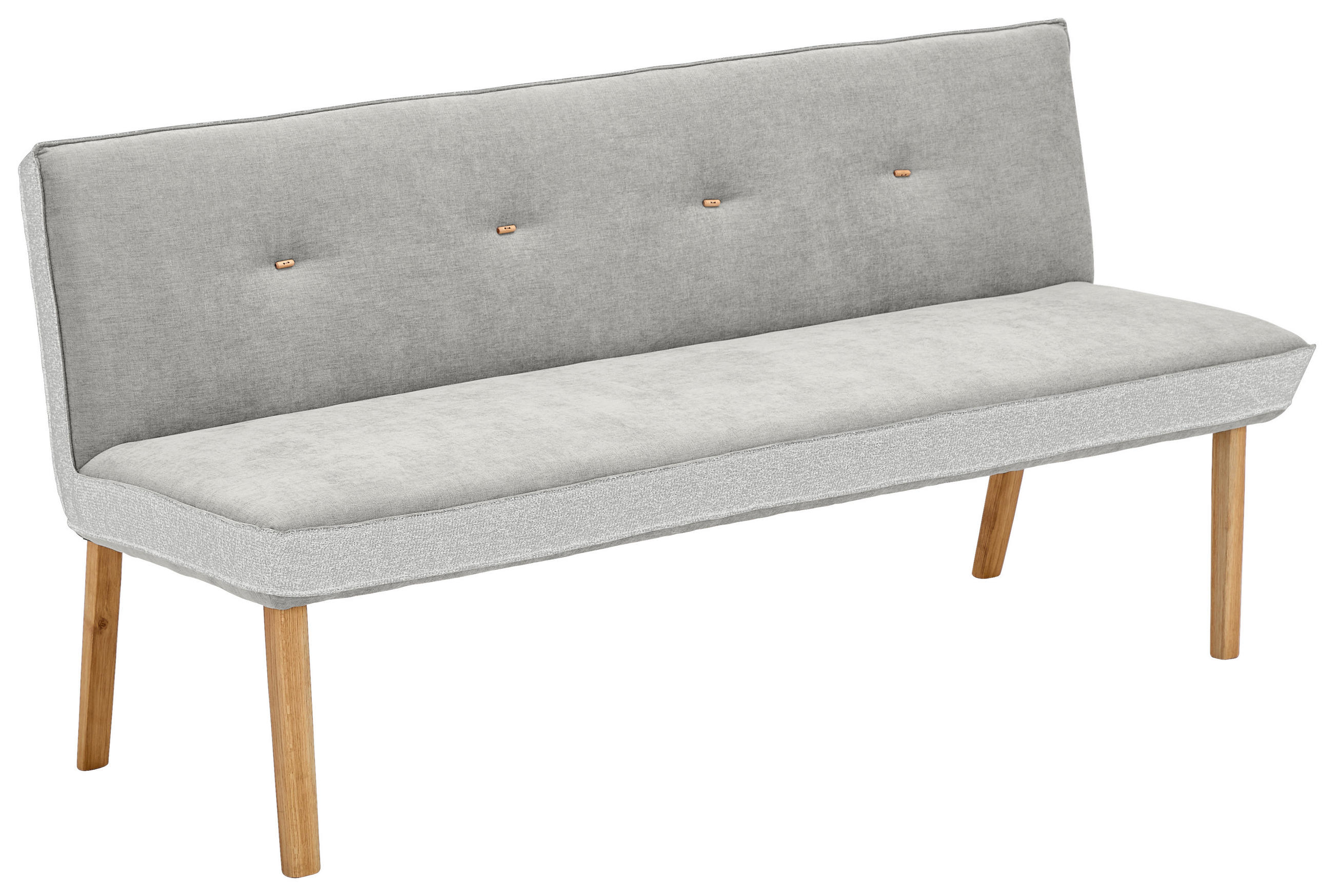 SITZBANK 177/88/63 cm Webstoff, Mikrofaser Grau Eiche vollmassiv  - Eichefarben/Grau, Design, Holz/Textil (177/88/63cm) - Linea Natura