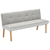 SITZBANK 177/88/63 cm Webstoff, Mikrofaser Grau Eiche vollmassiv  - Eichefarben/Grau, Design, Holz/Textil (177/88/63cm) - Linea Natura