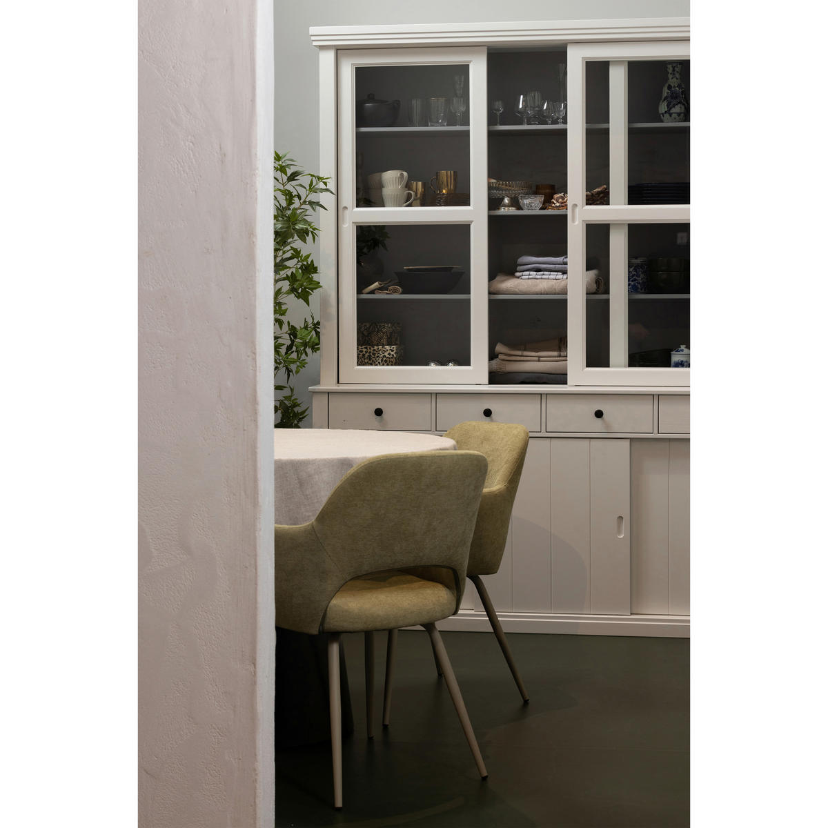 VITRINE in vollmassiv Kiefer Weiß  - Schwarz/Weiß, Design, Glas/Holz (166/214/48cm) - Livetastic