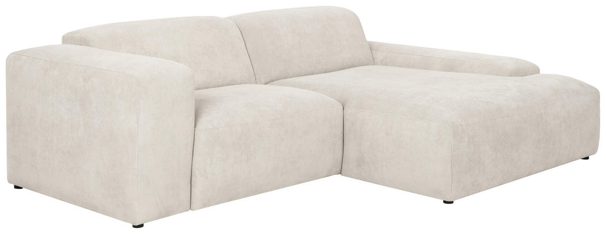 ECKSOFA in Cord Creme  252/170 cm  - Creme/Schwarz, Design, Kunststoff/Textil (252/170cm) - MID.YOU