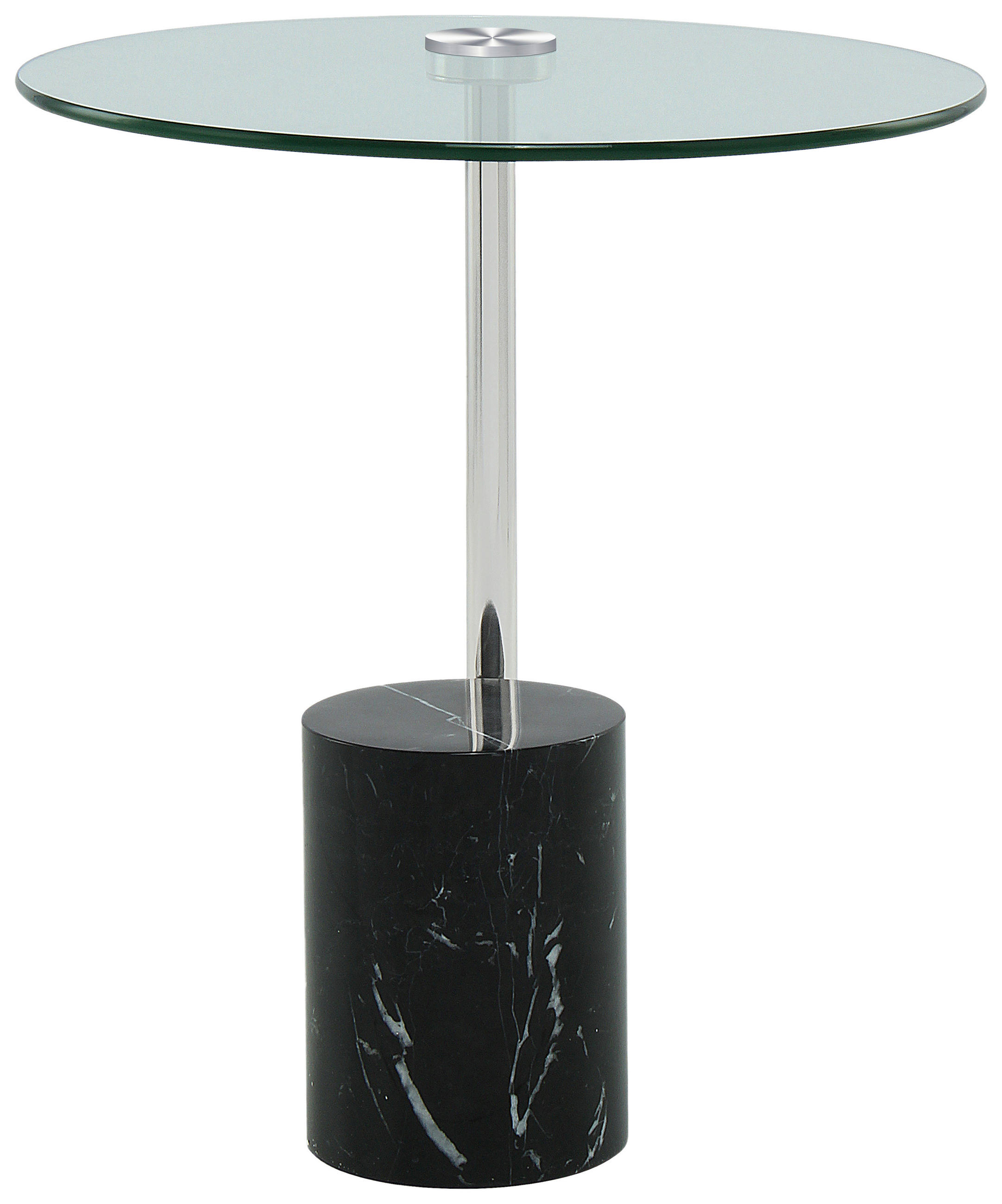 BEISTELLTISCH 44/44/50 cm Schwarz, Silberfarben rund  - Silberfarben/Schwarz, Design, Glas/Stein (44/44/50cm) - Kayoom