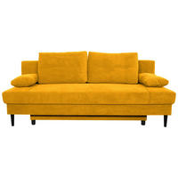 SCHLAFSOFA  mit Liegefunktion, Schlafen auf Sitzhöhe, Rücken echt Webstoff Gelb  - Gelb/Schwarz, KONVENTIONELL, Holz/Kunststoff (199/88/88cm) - Carryhome