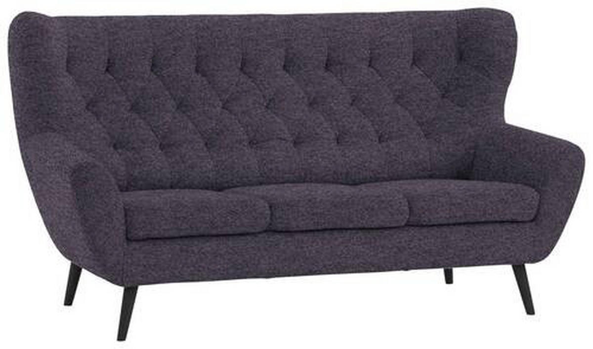 3-SITZER-SOFA in Webstoff Blau  - Blau/Schwarz, Design, Holz/Textil (187/101/95cm) - Stylife