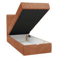 BOXBETT 80/200 cm,  in Rotbraun, Matratze, gepolstertes Kopfteil, Bettkasten, Topper, H3 = fest  - Rotbraun/Schwarz, Design, Holzwerkstoff/Kunststoff (80/200cm) - Esposa