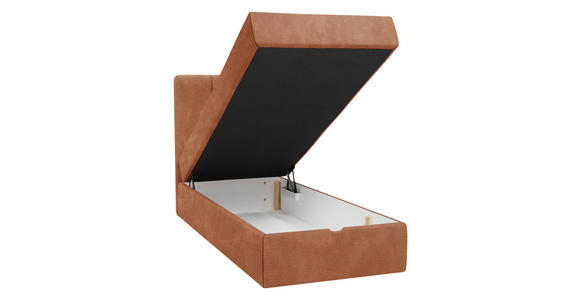 BOXBETT 80/200 cm,  in Rotbraun, Matratze, gepolstertes Kopfteil, Bettkasten, Topper, H3 = fest  - Rotbraun/Schwarz, Design, Holzwerkstoff/Kunststoff (80/200cm) - Esposa