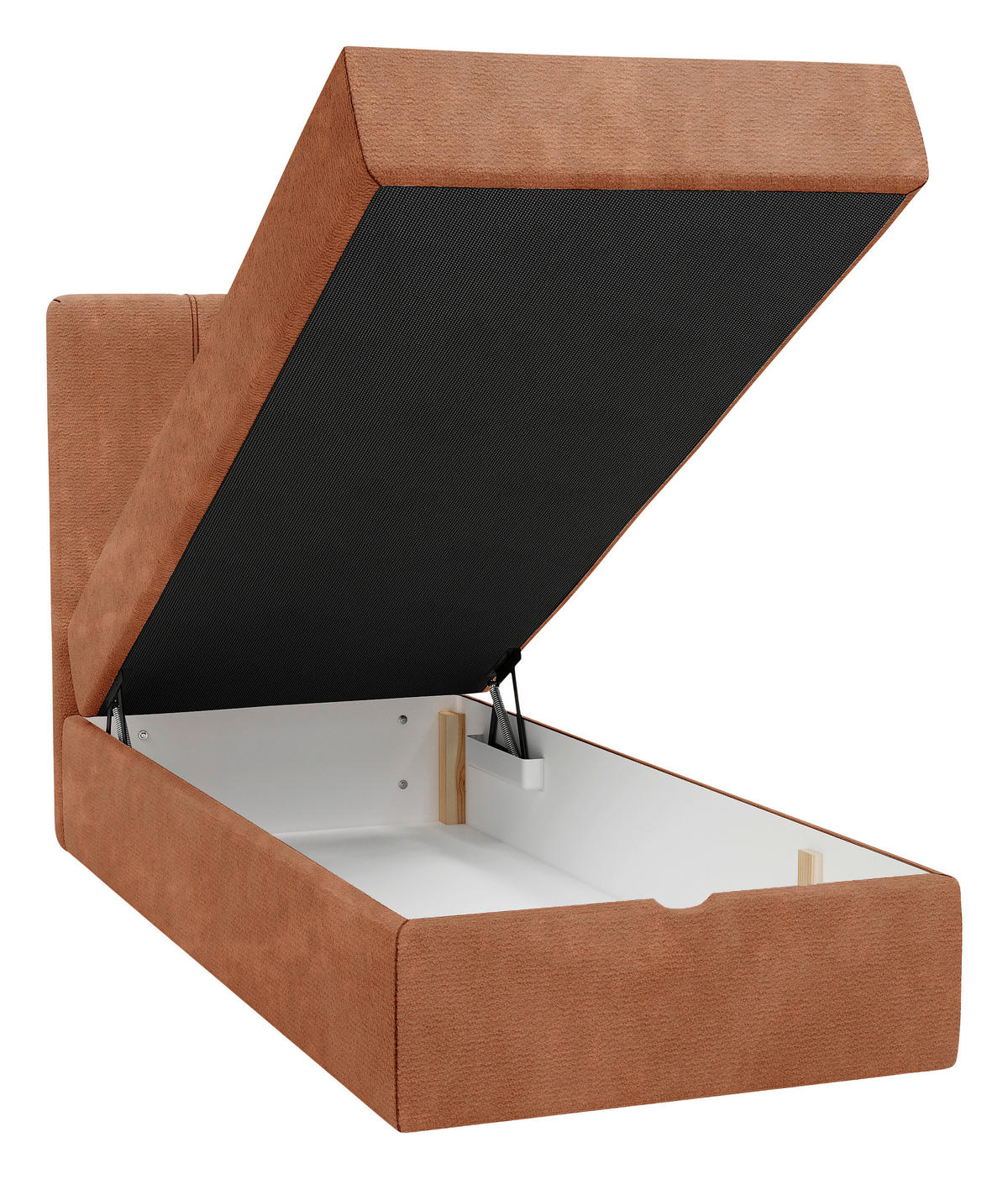 BOXBETT 70/200 cm,  in Rotbraun, Matratze, gepolstertes Kopfteil, Bettkasten, Topper, H3 = fest  - Rotbraun/Schwarz, Design, Holzwerkstoff/Kunststoff (70/200cm) - Esposa